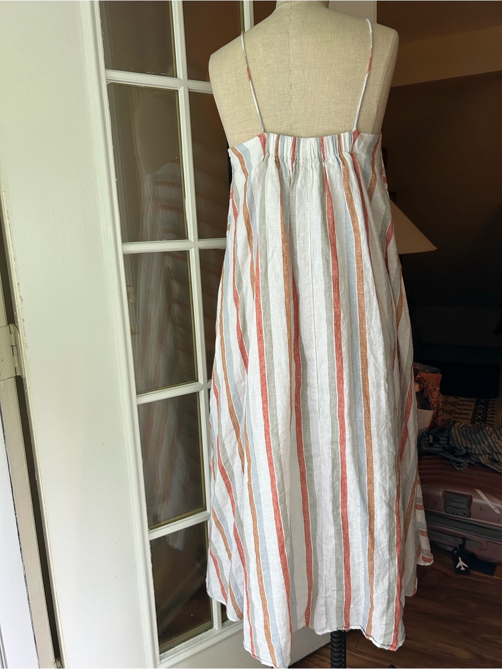 Madewell linen Maxi Slip Dress chevron stripe. Sz. Small - Picture 11 of 12